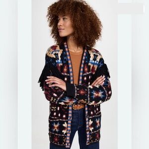 RHODE Bryce Cardigan Loose Fit Sweater Fringe Details NWT